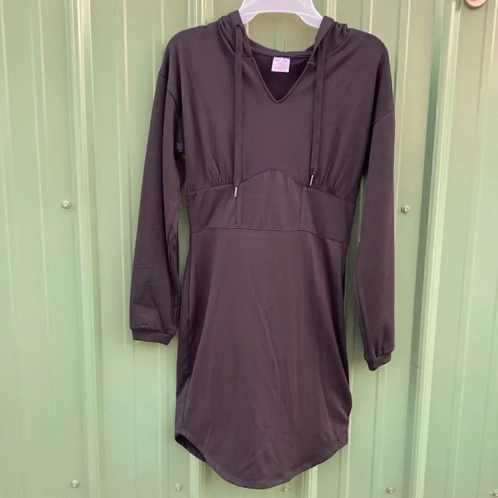 Women’s Black Active Corset Hoodie Mini Dress Size S